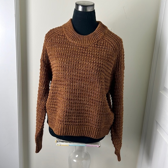 Cable Knit Crochet Cotton Blend Cropped Sweater Size Large - Picture 4 of 11